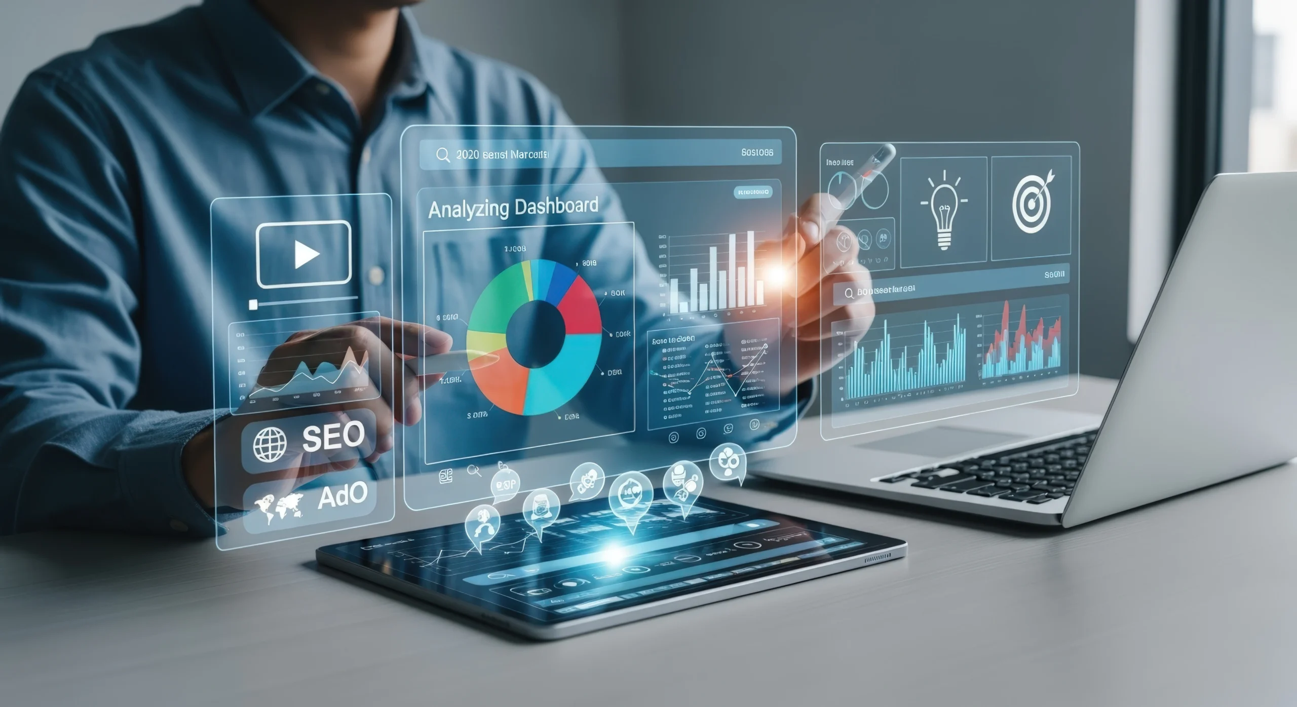 SEO-Dashboard zur Analyse von Rankings Traffic und Website-Performance