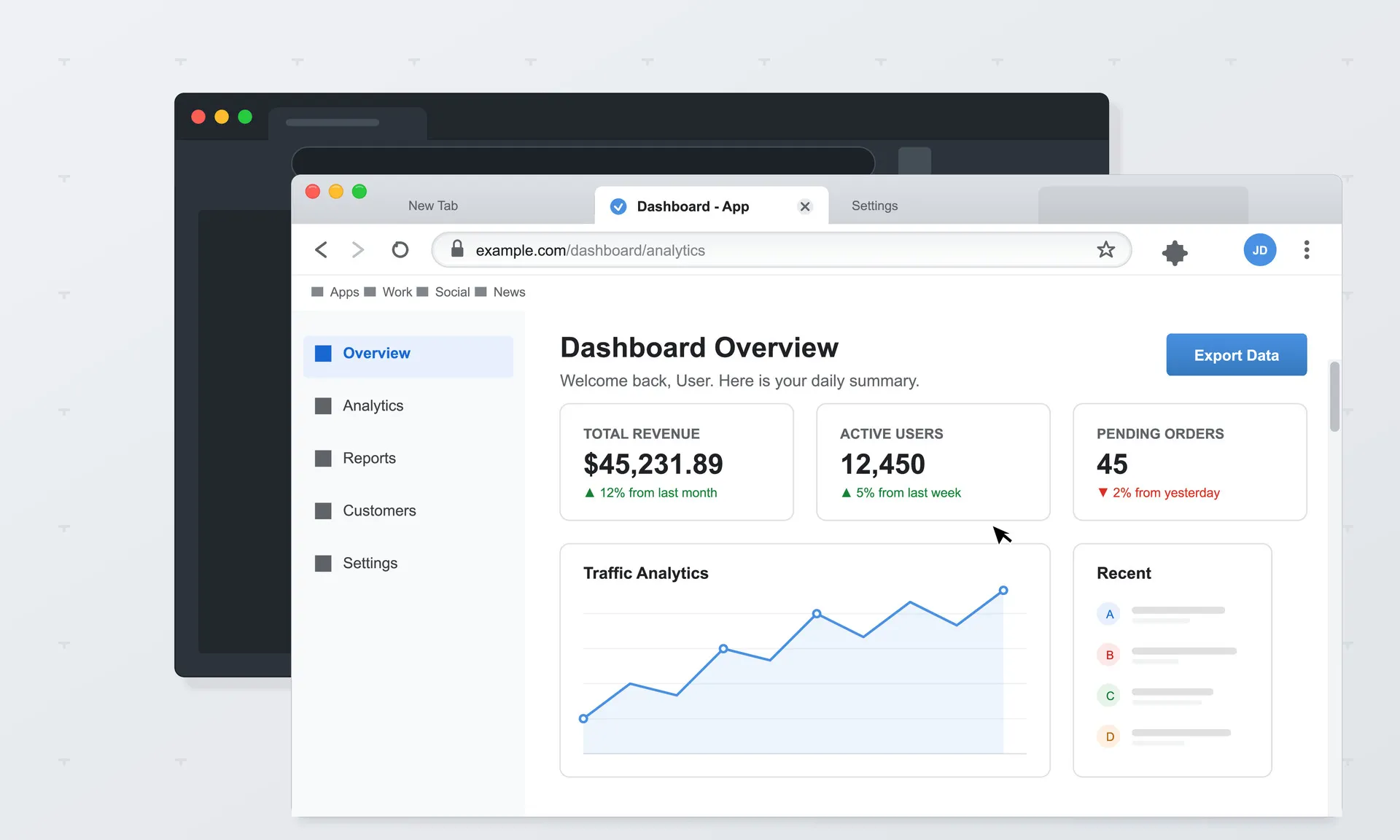 SEO Dashboard mit Website-Analysen und Performance-Daten