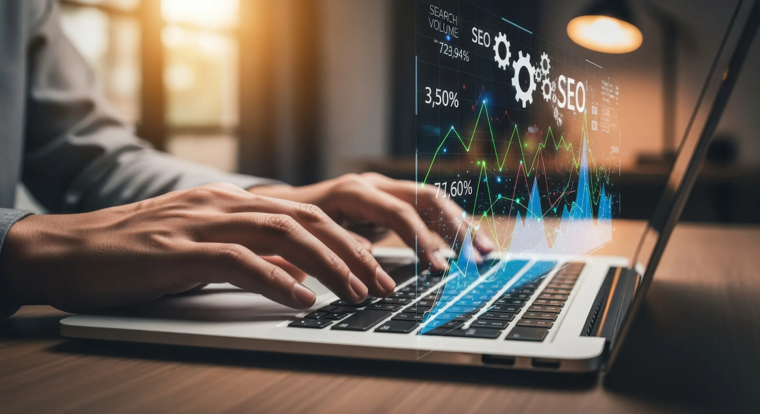 SEO-Optimierung und Performance-Analyse auf einem Laptop