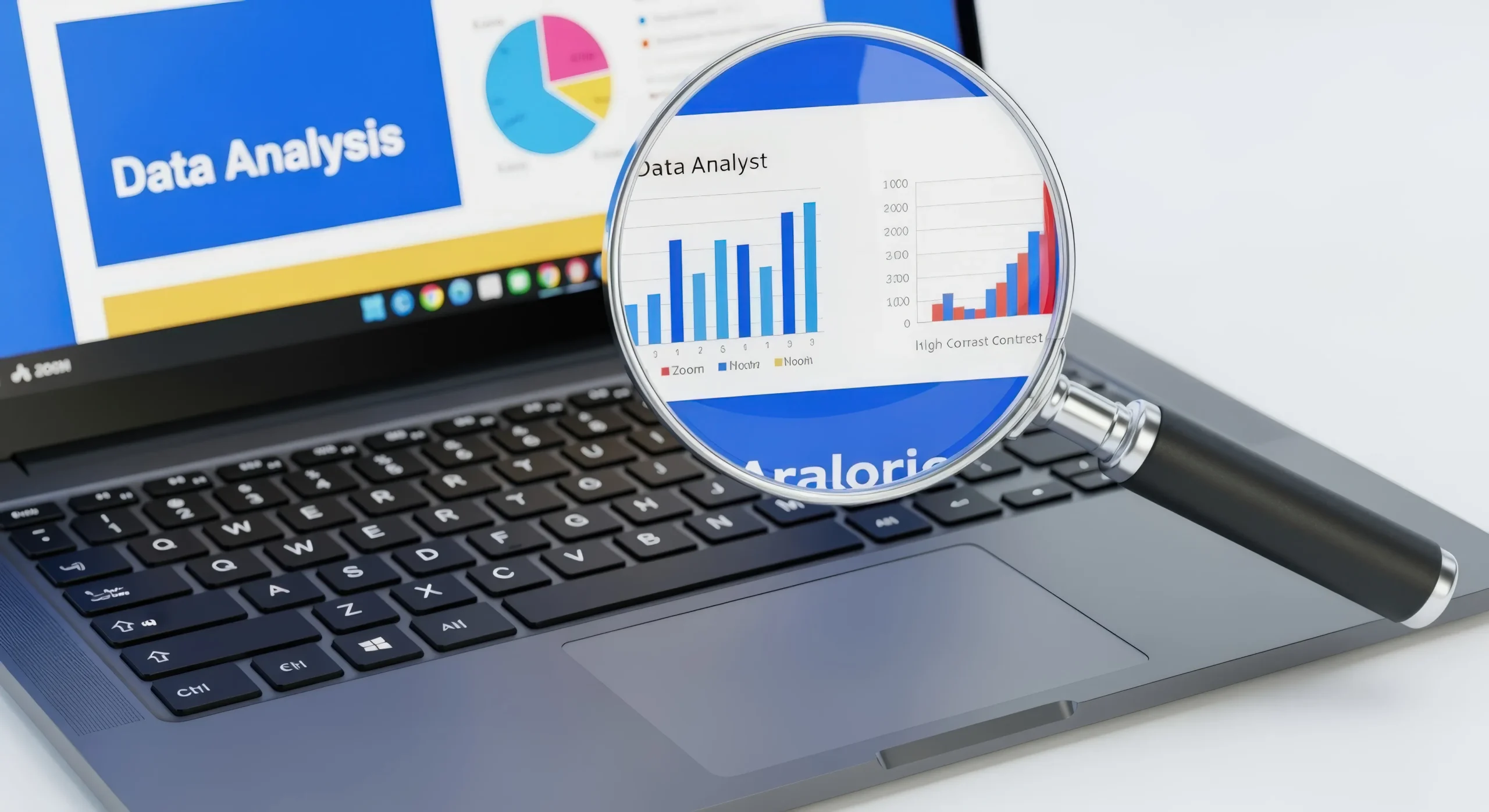 SEO-Datenanalyse mit Lupe und Performance-Berichten