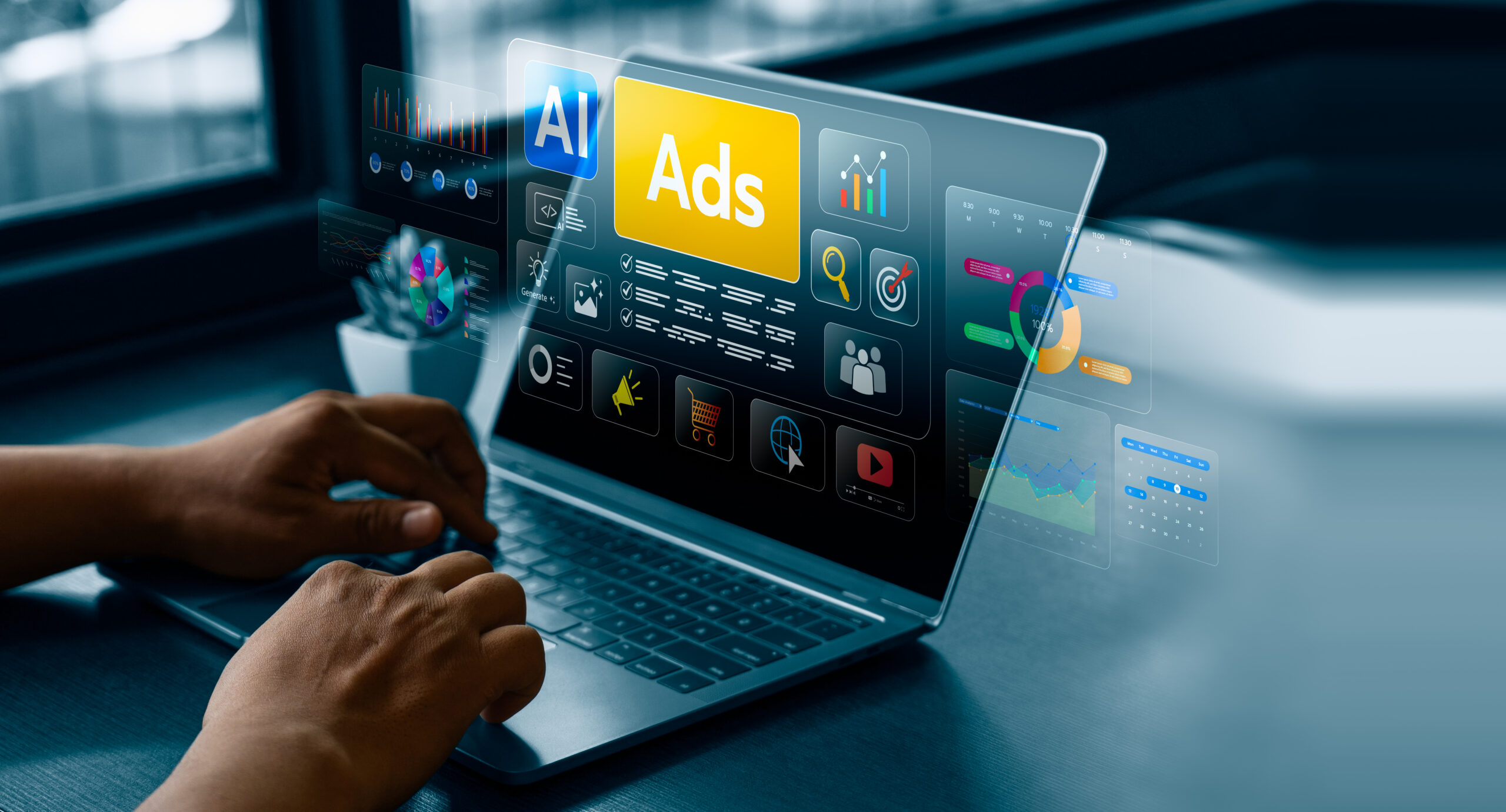Google Ads und digitale Marketing Analyse auf einem Laptop