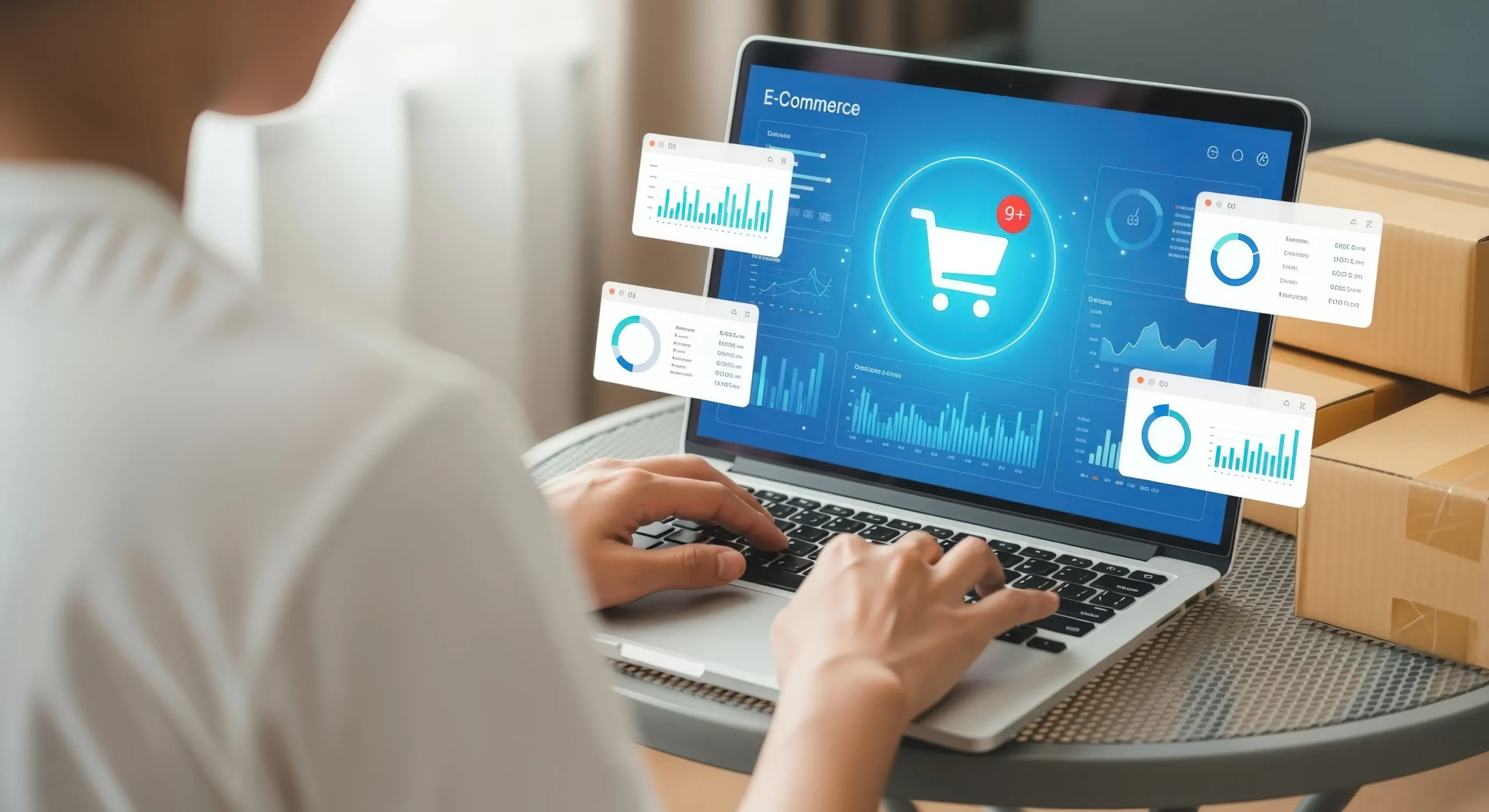 E-Commerce Analytics Dashboard mit Versandkartons