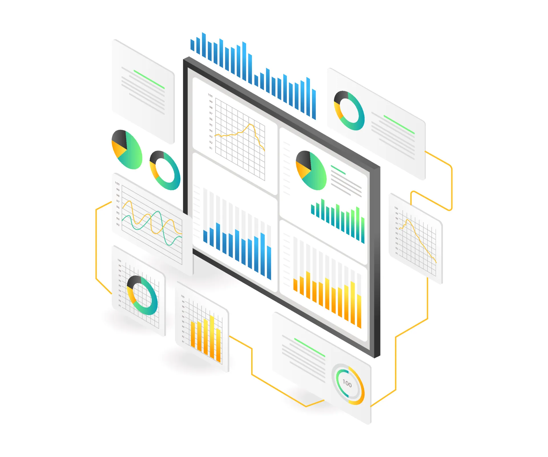 Digitales Dashboard zur Analyse von Unternehmensdaten und Kennzahlen